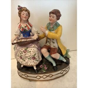 Antique German Porcelain Courting Couple Figurine Volkstedt‎ c1900 as Is